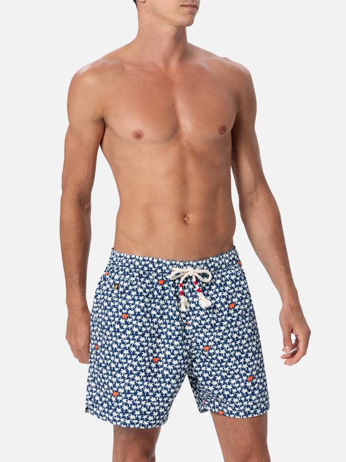 Mc2 Saint Barth Costume Da Bagno Da Uomo In Tessuto Leggero Lighting 70 Con Stampa Palme