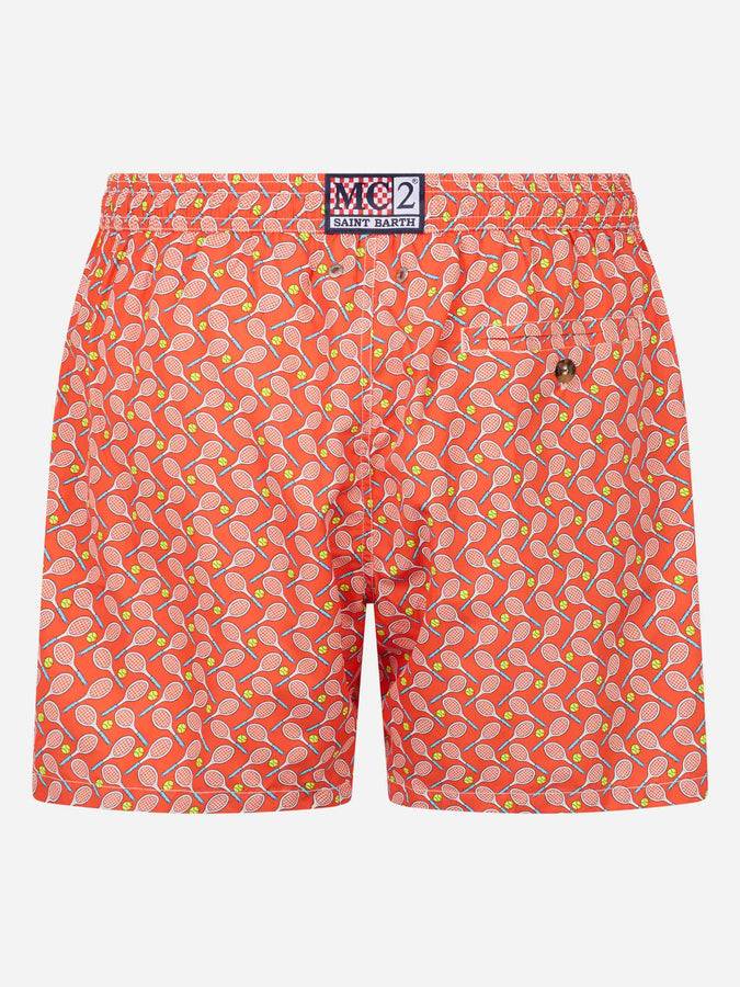 Mc2 Saint Barth Costume Da Bagno Da Uomo In Tessuto Leggero Lighting Micro Fantasy Con Stampa Tennis