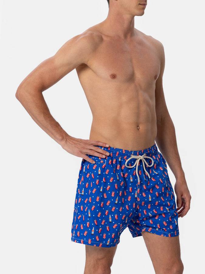 Mc2 Saint Barth Costume Da Bagno Da Uomo In Tessuto Leggero Lighting Micro Fantasia Con Stampa Coca Cola | EDIZIONE SPECIALE THE COCA COLA COMPANY