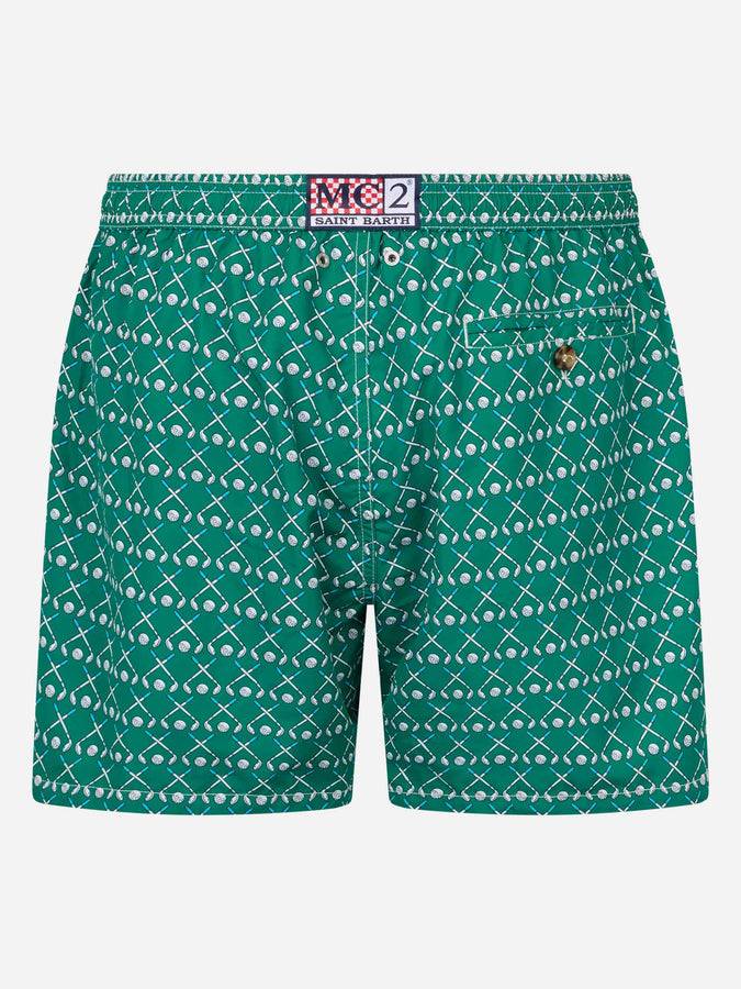 Mc2 Saint Barth Costume Da Bagno Da Uomo In Tessuto Leggero Lighting Micro Fantasy Con Stampa Golf