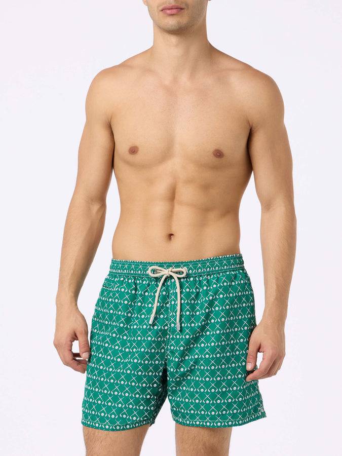 Mc2 Saint Barth Costume Da Bagno Da Uomo In Tessuto Leggero Lighting Micro Fantasy Con Stampa Golf