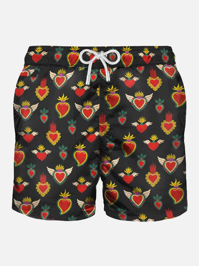 Mc2 Saint Barth Costume da bagno da uomo in tessuto leggero stampa cuori sacri