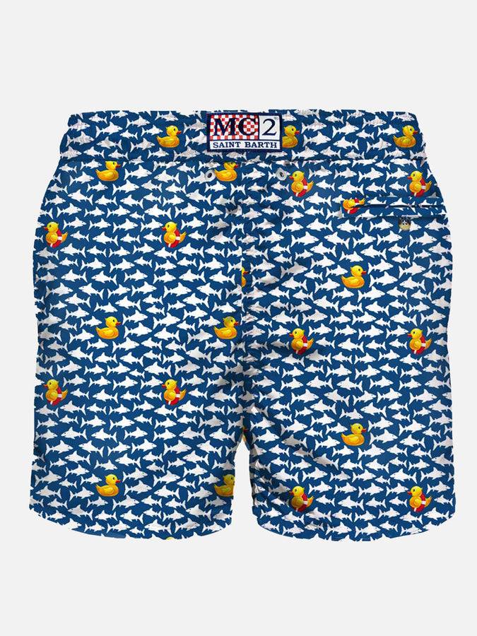 Mc2 Saint Barth Costume Da Bagno Da Uomo In Tessuto Leggero Stampa Papere E Squali