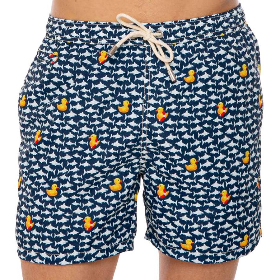 Mc2 Saint Barth Costume Da Bagno Da Uomo In Tessuto Leggero Stampa Papere E Squali