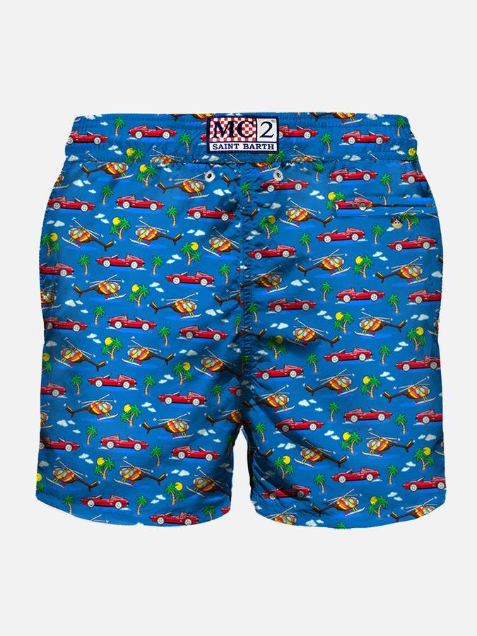 Mc2 Saint Barth Costume Da Bagno Da Uomo In Tessuto Leggero Stampa Automobili