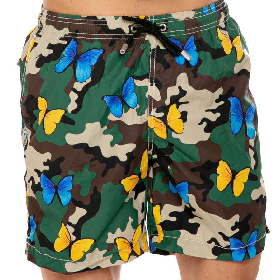 Mc2 Saint Barth Costume Da Bagno Da Uomo In Tessuto Leggero Stampa Farfalla E Camouflage