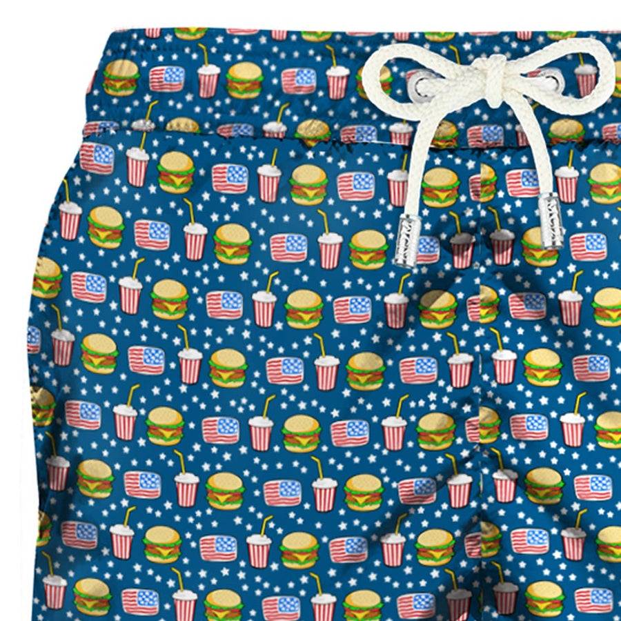 Mc2 Saint Barth Costume Da Bagno Da Uomo In Tessuto Leggero Stampa Fast Food
