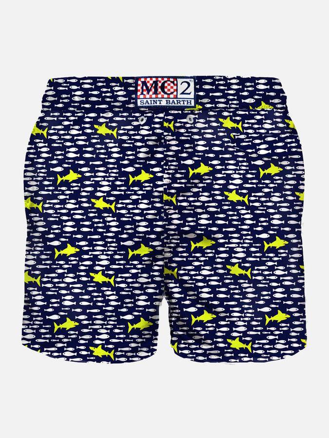 Mc2 Saint Barth Costume Da Bagno Da Uomo In Tessuto Leggero Stampa Squali