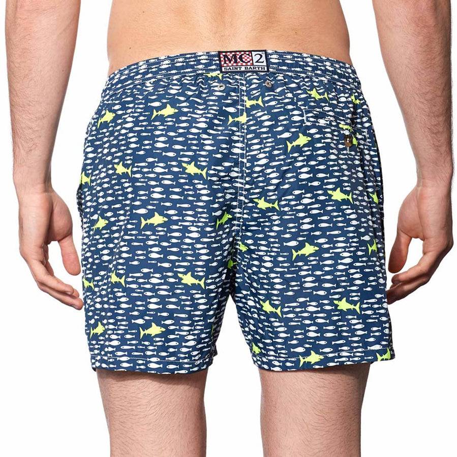 Mc2 Saint Barth Costume Da Bagno Da Uomo In Tessuto Leggero Stampa Squali