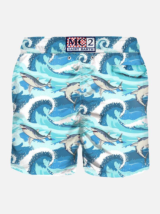 Mc2 Saint Barth Costume Da Bagno Da Uomo In Tessuto Leggero Stampa Squali