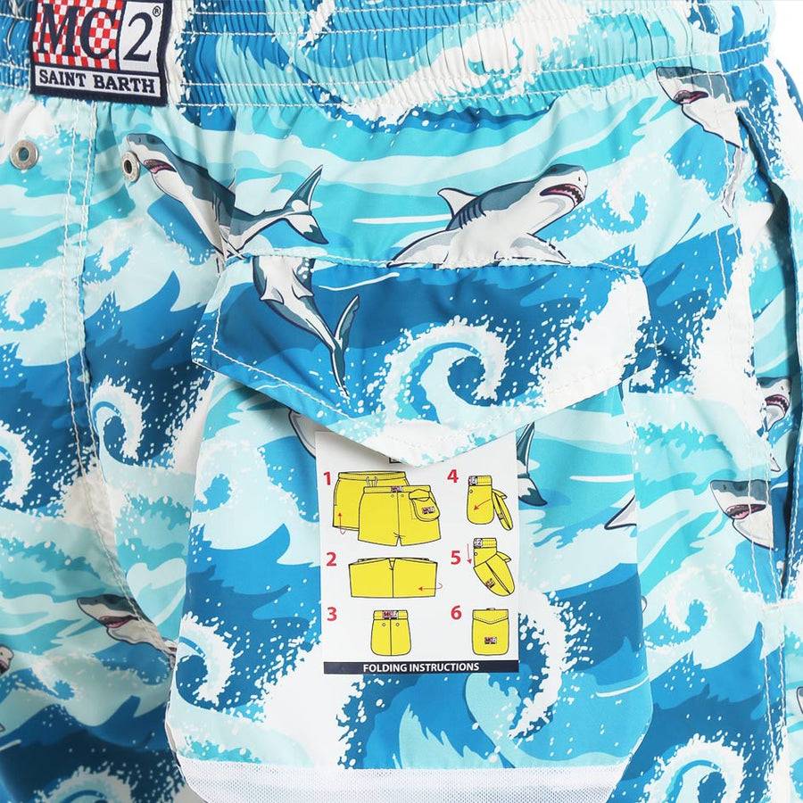Mc2 Saint Barth Costume Da Bagno Da Uomo In Tessuto Leggero Stampa Squali