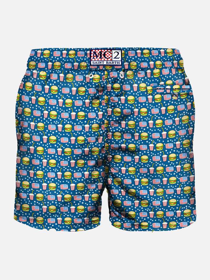 Mc2 Saint Barth Costume Da Bagno Da Uomo In Tessuto Leggero Stampa Fast Food