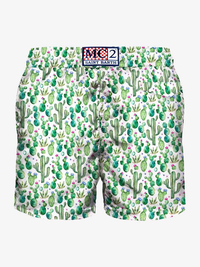 Mc2 Saint Barth Costume Da Bagno Da Uomo In Tessuto Leggero Stampa Piante Spinose
