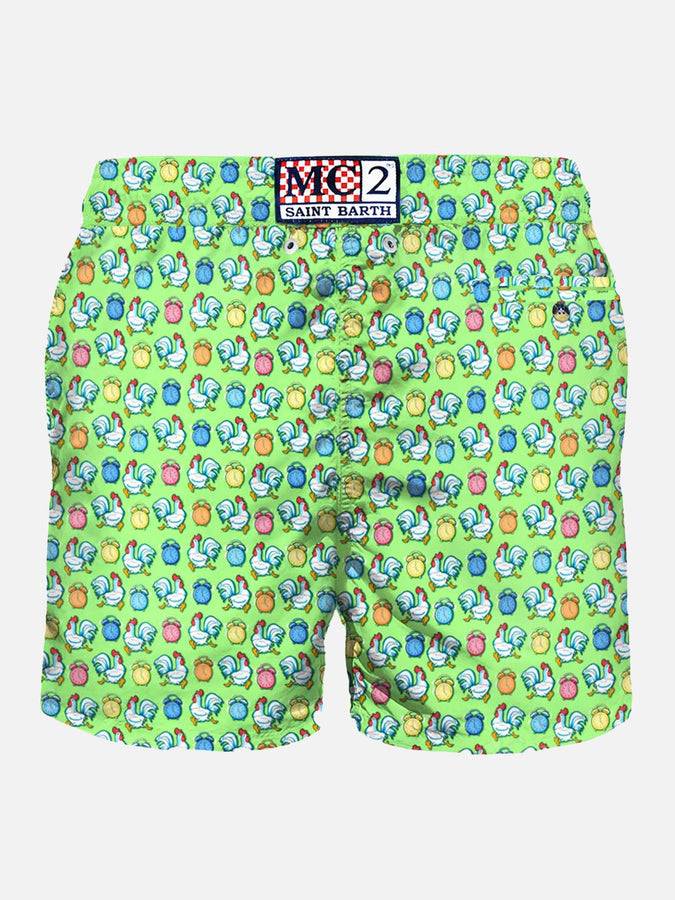 Mc2 Saint Barth Costume Da Bagno Da Uomo In Tessuto Leggero Stampa Galli
