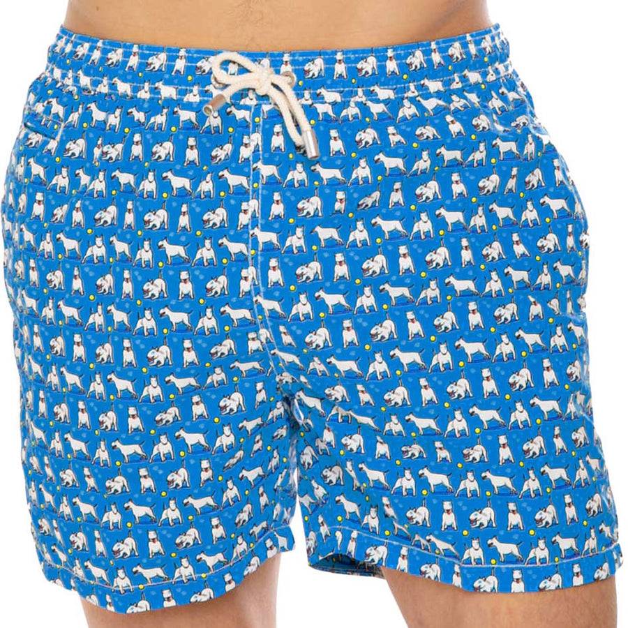 Mc2 Saint Barth Costume Da Bagno Da Uomo In Tessuto Leggero Stampa Bull Terrier