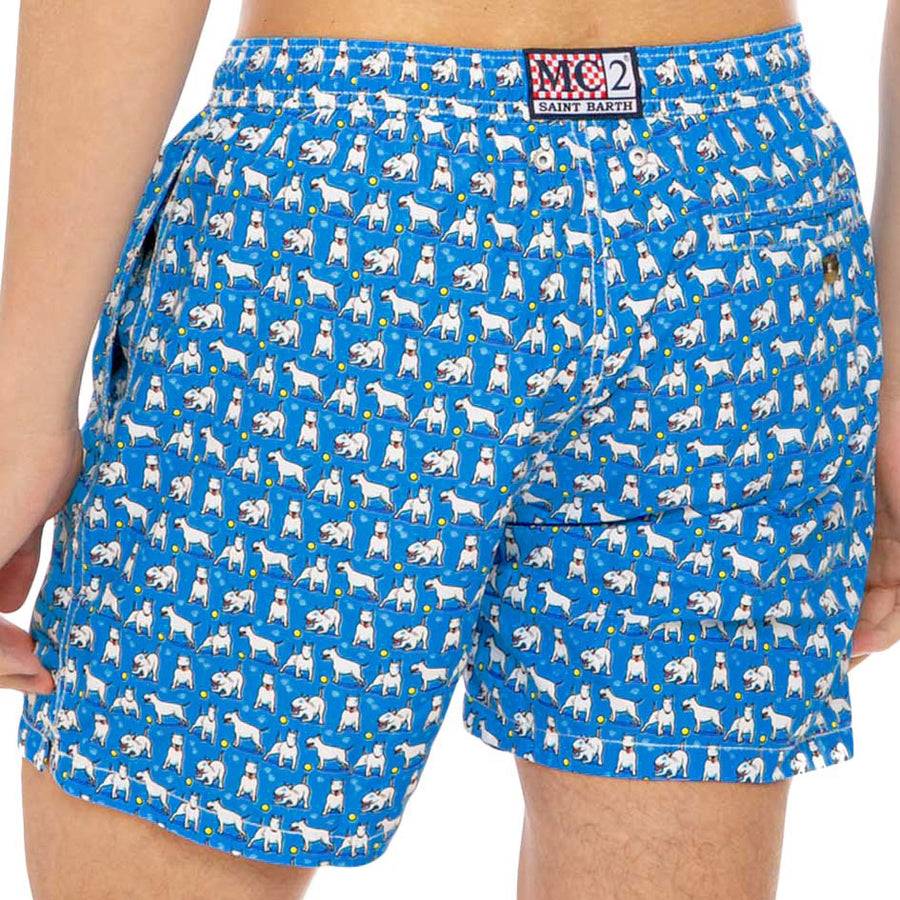 Mc2 Saint Barth Costume Da Bagno Da Uomo In Tessuto Leggero Stampa Bull Terrier