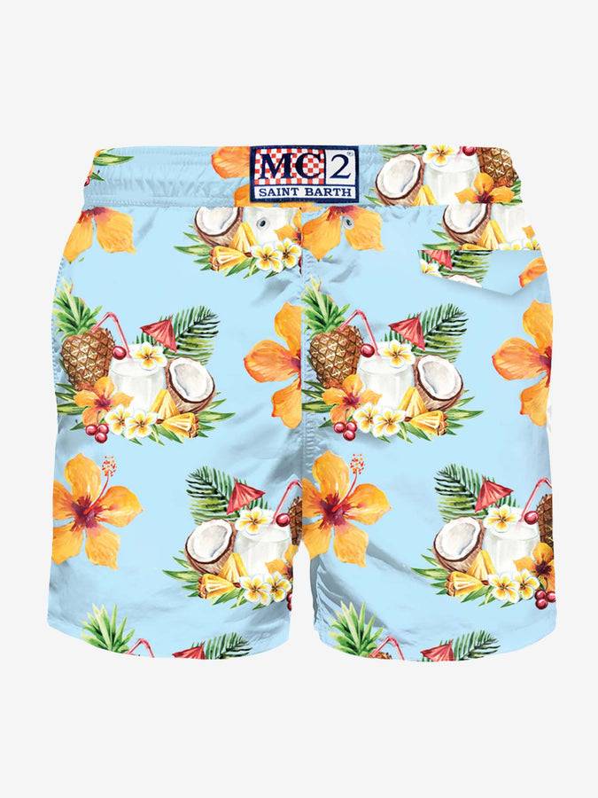 Mc2 Saint Barth Costume Da Bagno Da Uomo In Tessuto Leggero Stampa Cocco E Ananas