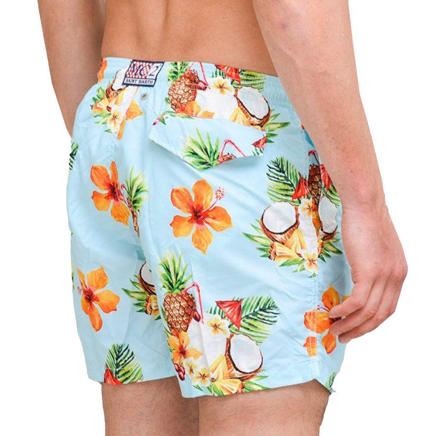 Mc2 Saint Barth Costume Da Bagno Da Uomo In Tessuto Leggero Stampa Cocco E Ananas