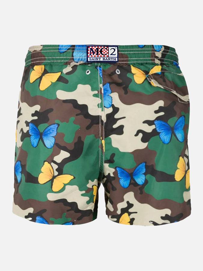 Mc2 Saint Barth Costume Da Bagno Da Uomo In Tessuto Leggero Stampa Farfalla E Camouflage