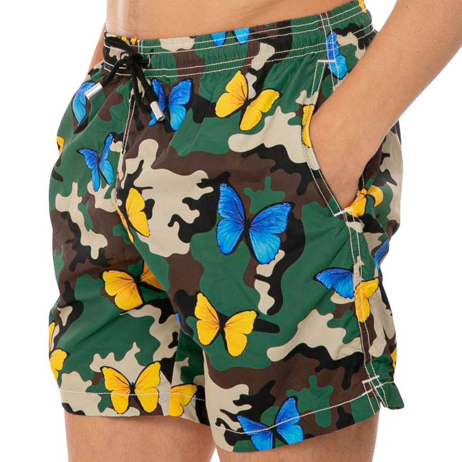 Mc2 Saint Barth Costume Da Bagno Da Uomo In Tessuto Leggero Stampa Farfalla E Camouflage