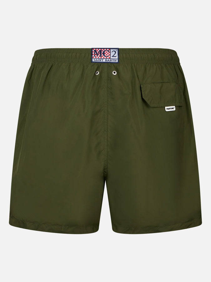 Mc2 Saint Barth Costume Da Bagno Da Uomo In Tessuto Leggero Verde Militare Lighting Pantone | EDIZIONE SPECIALE PANTONE