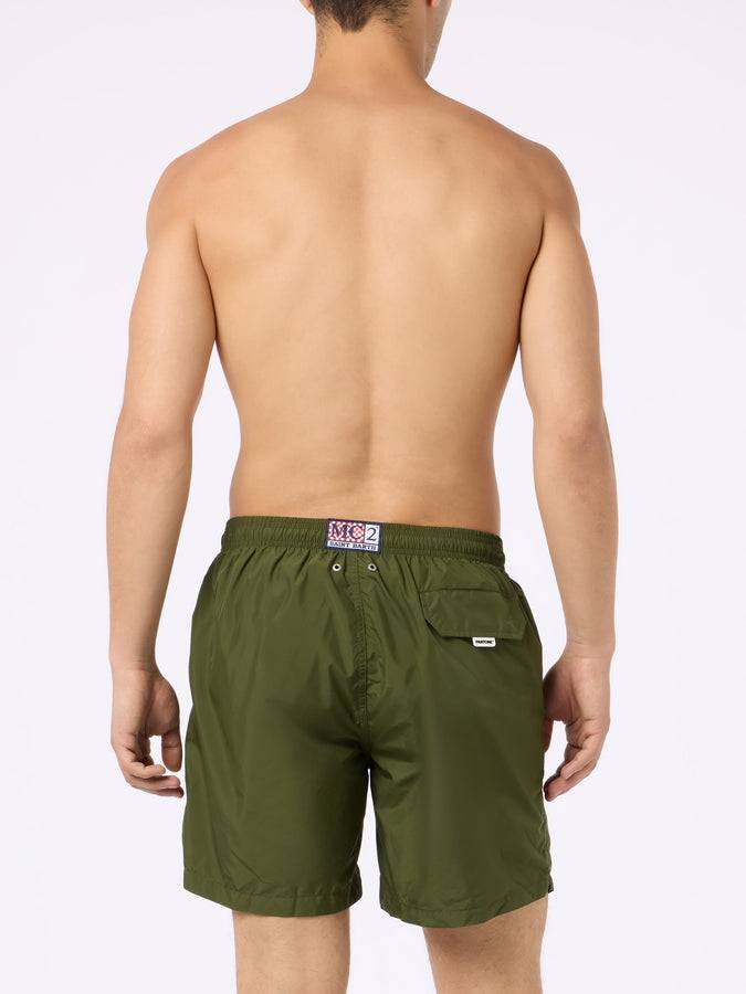 Mc2 Saint Barth Costume Da Bagno Da Uomo In Tessuto Leggero Verde Militare Lighting Pantone | EDIZIONE SPECIALE PANTONE