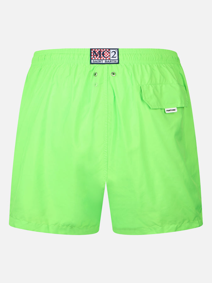 Mc2 Saint Barth Costume Da Bagno Da Uomo In Tessuto Leggero Verde Fluo Lighting Pantone | EDIZIONE SPECIALE PANTONE