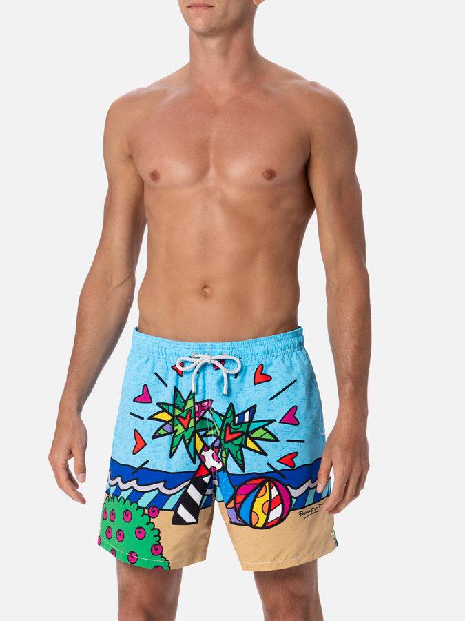 Mc2 Saint Barth Costume Da Bagno Da Uomo Lunghezza Media Gustavia Con Stampa Piazzata Disegno Britto| EDIZIONE SPECIALE BRITTO