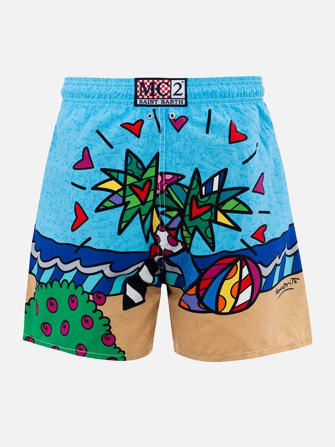Mc2 Saint Barth Costume Da Bagno Da Uomo Lunghezza Media Gustavia Con Stampa Piazzata Disegno Britto| EDIZIONE SPECIALE BRITTO