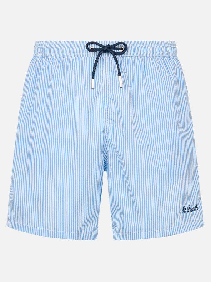 Mc2 Saint Barth Costume da bagno da uomo Patmos a righe in seersucker