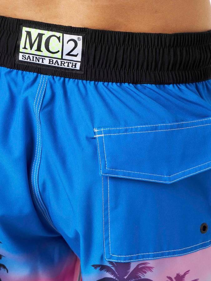 Mc2 Saint Barth Costume Da Bagno Da Uomo Surf Comfort Ed Stretch Con Stampa Palme