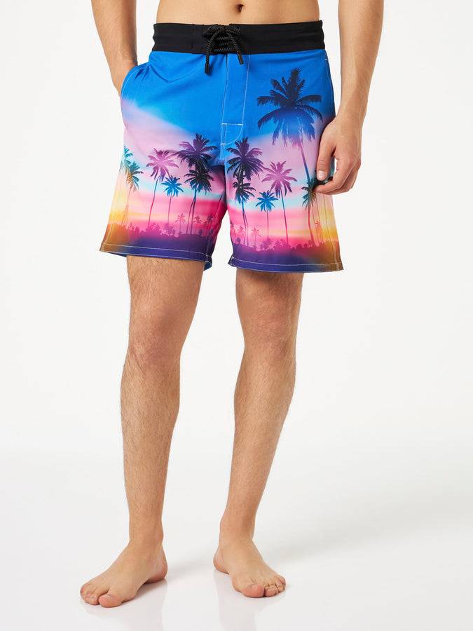 Mc2 Saint Barth Costume Da Bagno Da Uomo Surf Comfort Ed Stretch Con Stampa Palme