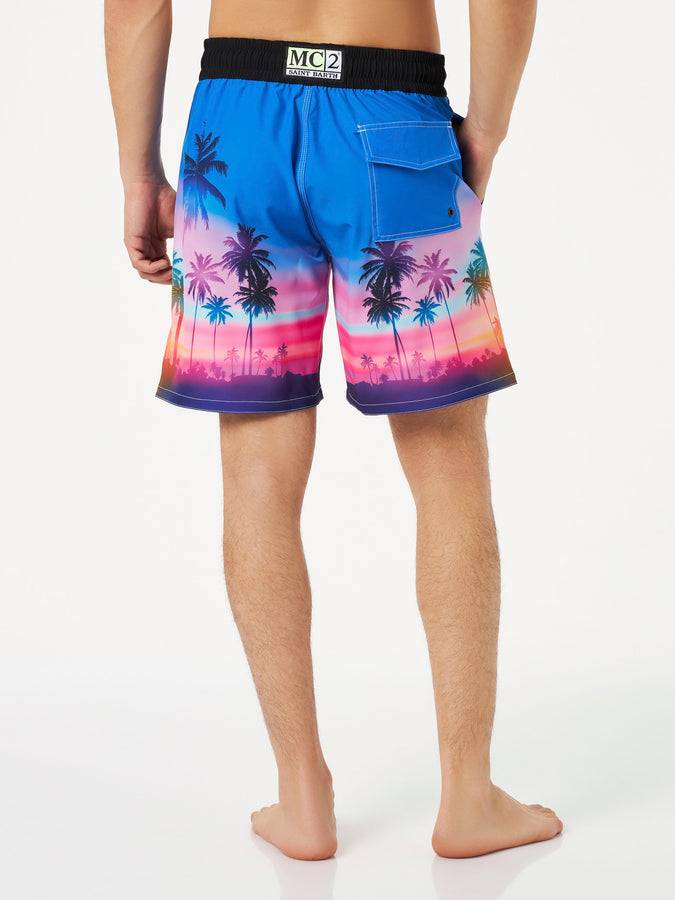 Mc2 Saint Barth Costume Da Bagno Da Uomo Surf Comfort Ed Stretch Con Stampa Palme