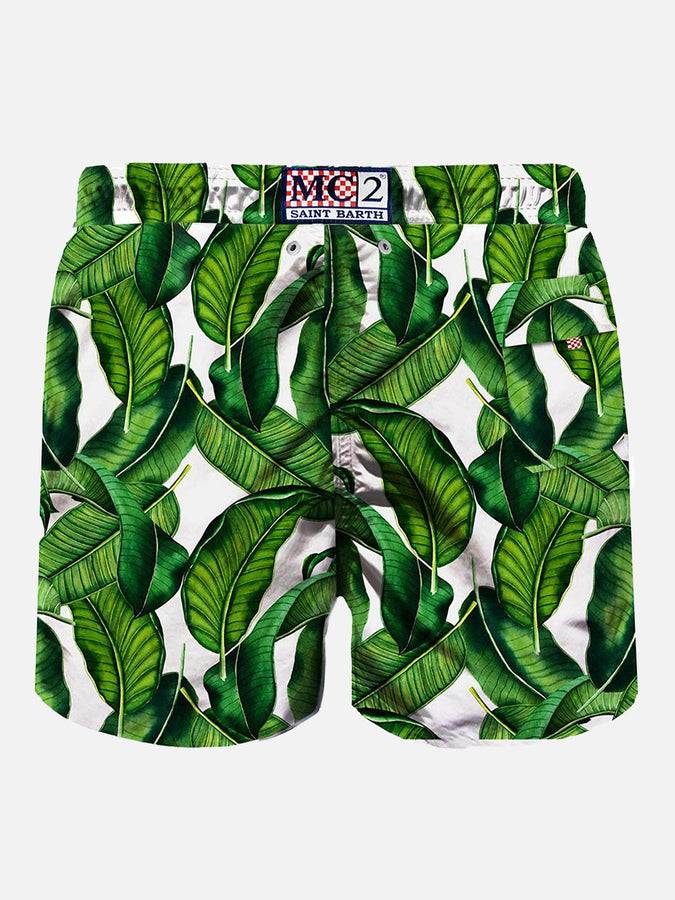 Mc2 Saint Barth Costume Da Bagno Di Media Lunghezza Con Stampa Foglie Di Banano