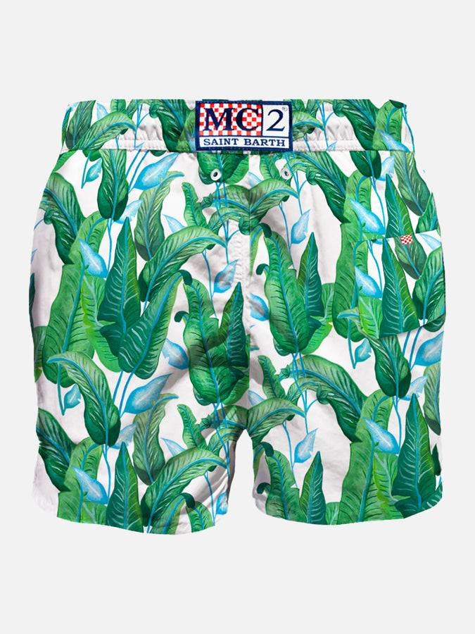 Mc2 Saint Barth Costume Da Bagno Di Media Lunghezza Con Stampa Foglie Tropicali