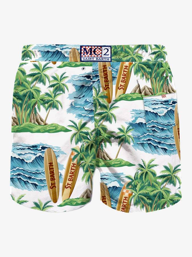 Mc2 Saint Barth Costume Da Bagno Di Media Lunghezza Con Stampa Hawaiana
