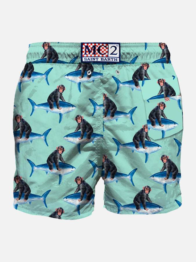 Mc2 Saint Barth Costume Da Bagno Di Media Lunghezza Stampa Di Scimmie E Squali