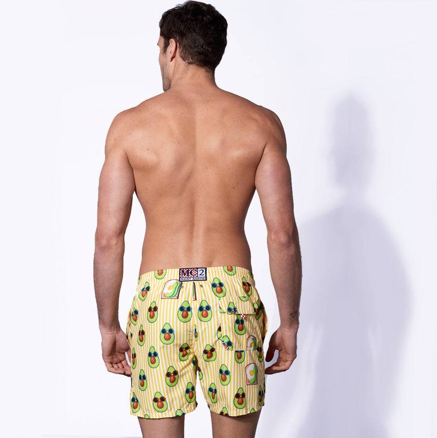 Mc2 Saint Barth Costume Da Bagno Di Media Lunghezza Stampa Rigata Avocado Toast