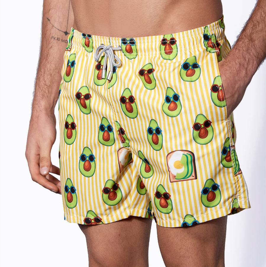 Mc2 Saint Barth Costume Da Bagno Di Media Lunghezza Stampa Rigata Avocado Toast