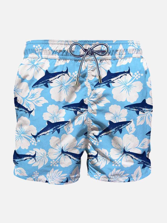 Mc2 Saint Barth Costume da bagno di media lunghezza stampa squali in velluto