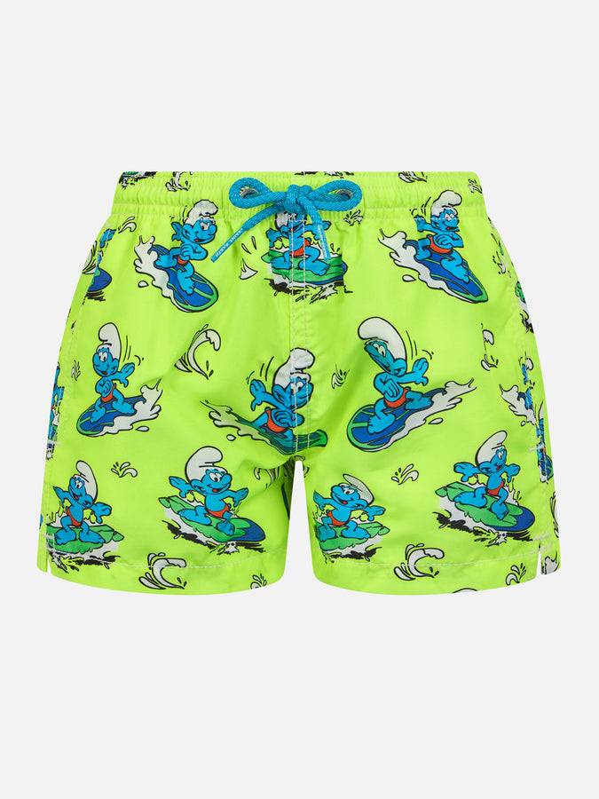 Mc2 Saint Barth Costume da bagno Jean da bambino di media lunghezza con stampa dei Puffi | I PUFFI EDIZIONE SPECIALE