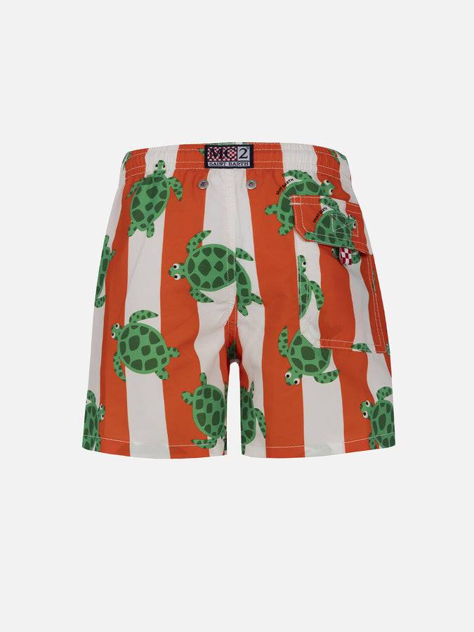 Mc2 Saint Barth Costume Da Bagno Jean Da Bambino Lunghezza Media Con Stampa Tartarughe Marine