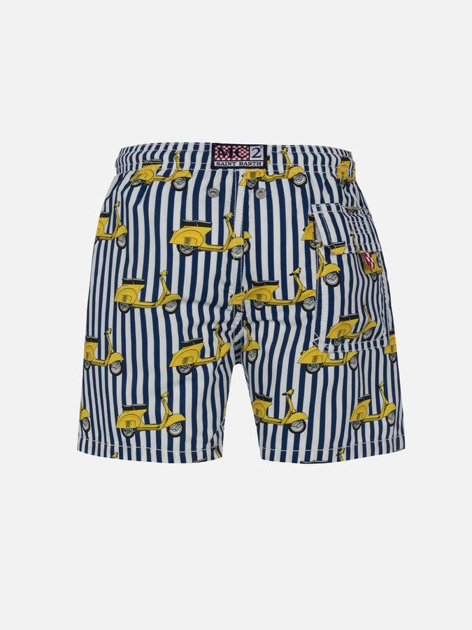 Mc2 Saint Barth Costume Da Bagno Jean Da Bambino Lunghezza Media Con Stampa Vespa | EDIZIONE SPECIALE VESPA