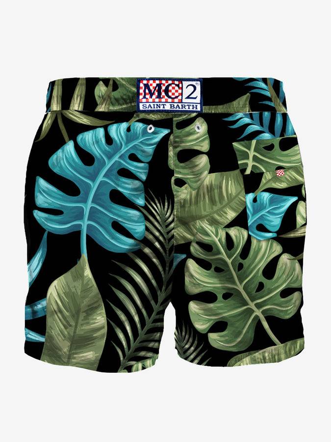 Mc2 Saint Barth Costume Da Bagno Media Lunghezza Stampa Foglie Tropicali Multicolor