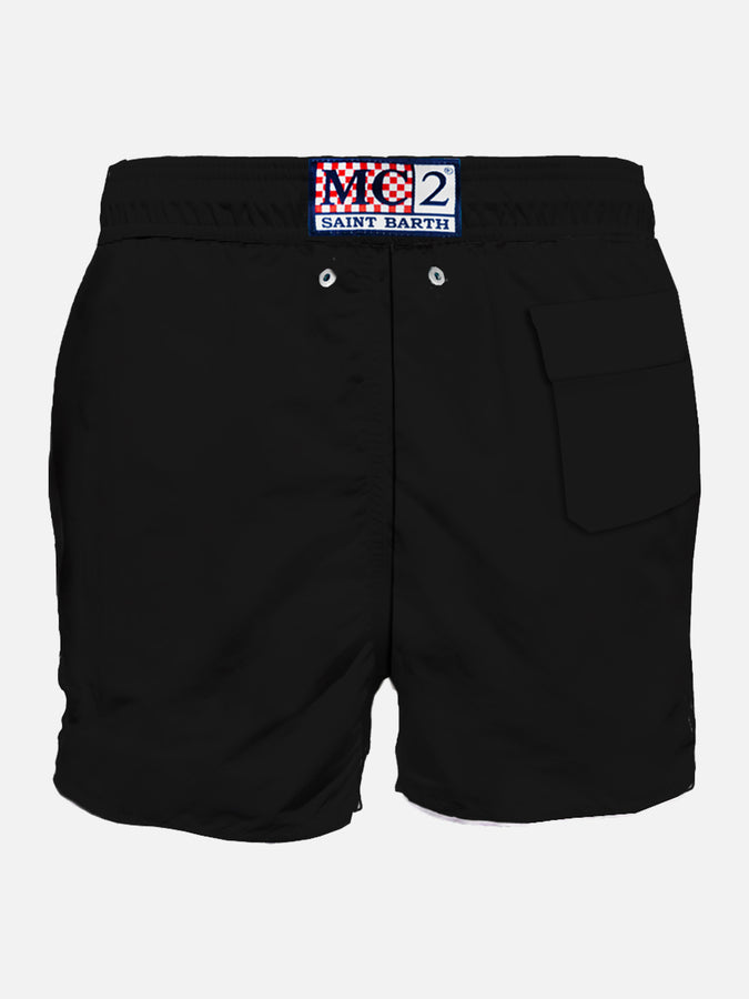 Mc2 Saint Barth Costume Da Bagno Nero Da Uomo Con Patch Milan | MILAN EDIZIONE SPECIALE