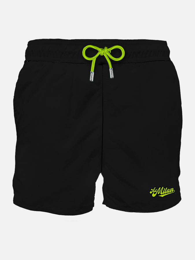 Mc2 Saint Barth Costume da bagno nero da uomo con patch Milan | MILAN EDIZIONE SPECIALE