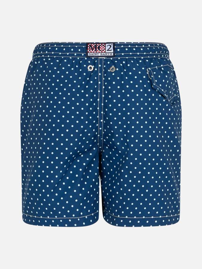 Mc2 Saint Barth Costume Da Bagno Per Bambino In Tessuto Leggero Jean Lighting Con Stampa A Pois