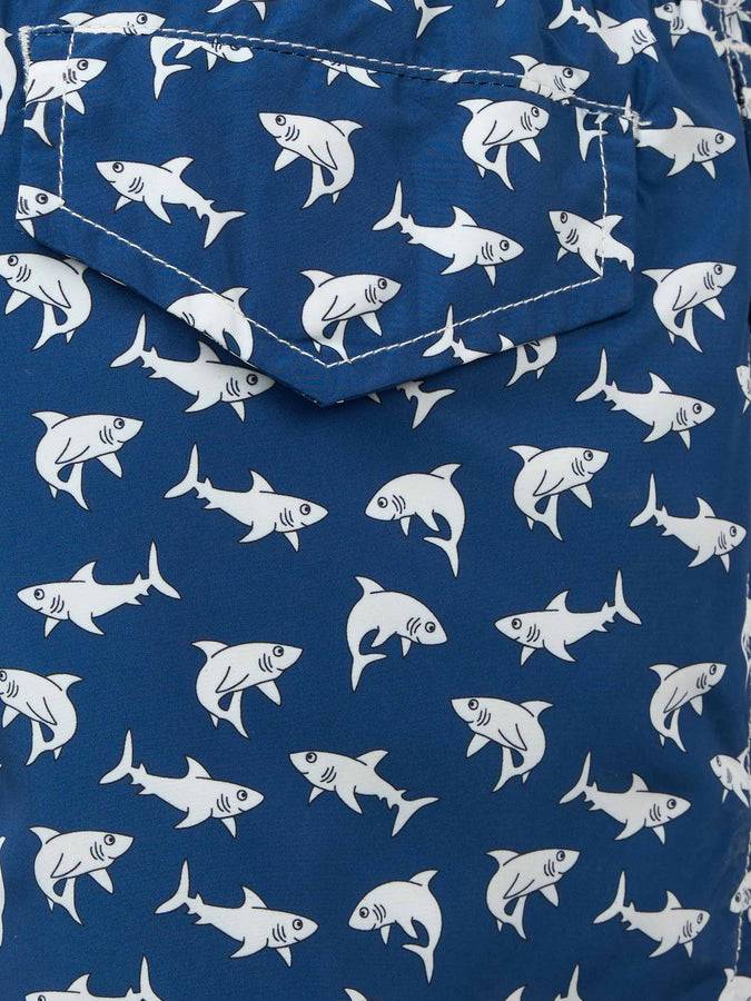 Mc2 Saint Barth Costume Da Bagno Per Bambino In Tessuto Leggero Jean Lighting 70 Con Stampa Squali