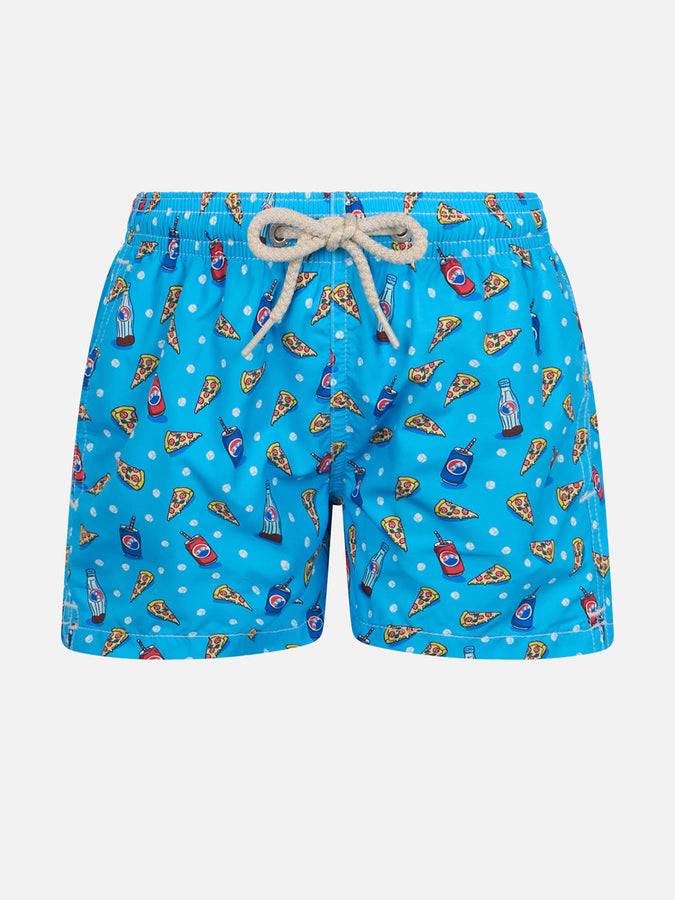 Mc2 Saint Barth Costume da bagno per bambino in tessuto leggero Jean Lighting con stampa pizza