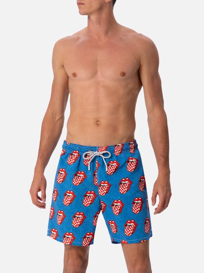 Mc2 Saint Barth Costume Da Bagno Uomo Gustavia Lunghezza Media A Righe Con Stampa Rolling Stones | EDIZIONE SPECIALE ROLLING STONES